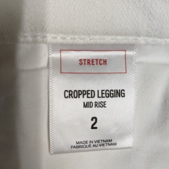 Express Jeans Women 2 Stretch Cropped Legging Mid-Rise Distressed White Denim - Picture 9 of 10